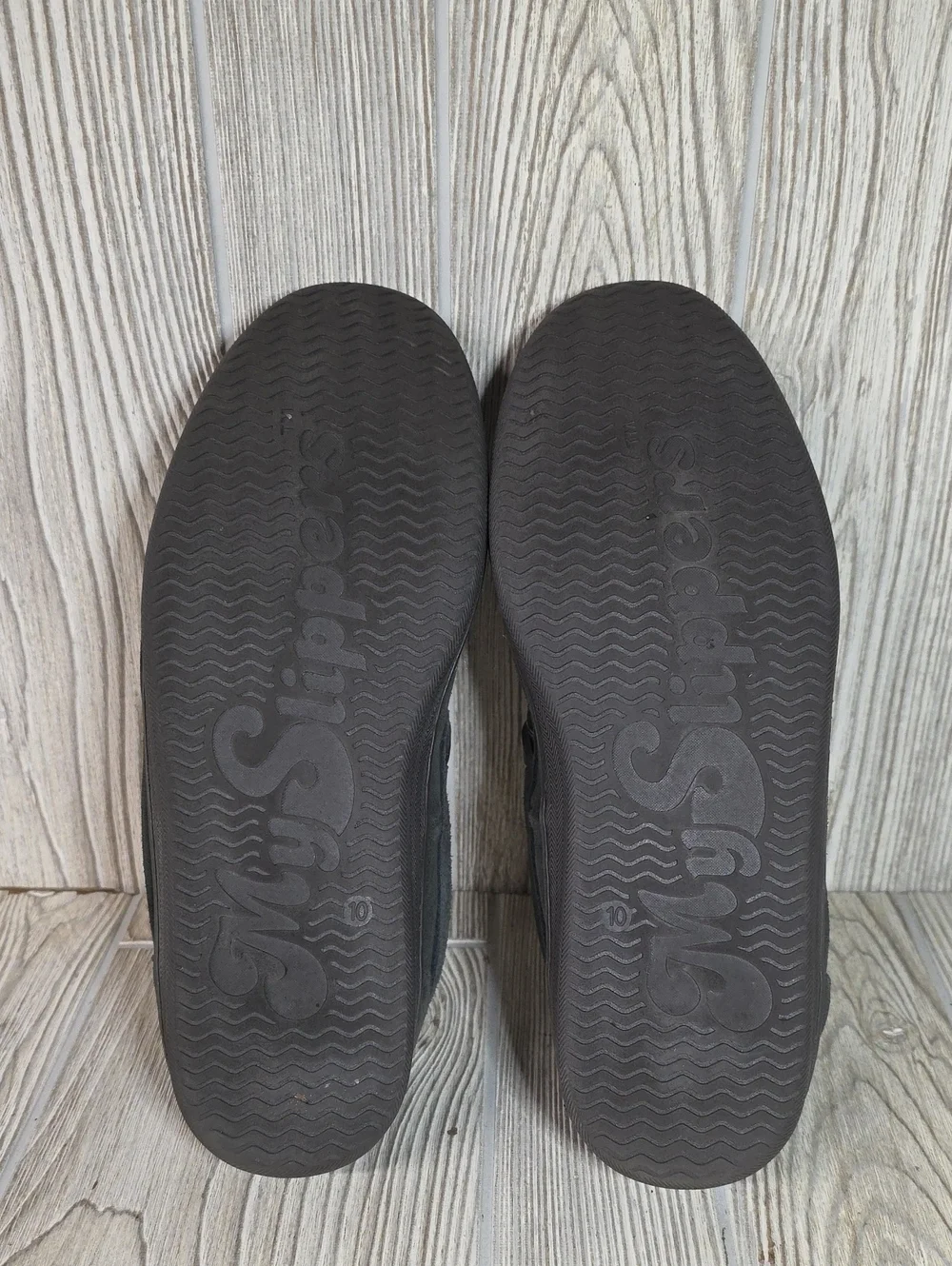 MySlippers by MyPillow Men's Charcoal Suede Faux Fur Lined  Moccasin Slippers